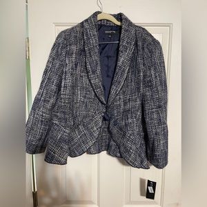 Navy patterned jacket with peplum
